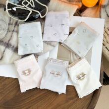5274#10A抑菌冰丝无痕内裤女舒适透气可爱印花少女波浪边三角裤头