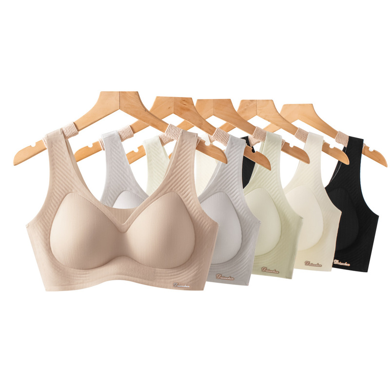 2511 Seamless Jelly Strip Soft Support Wireless Bra with Side Breast Gathering and Fixed Cup, Pullover Style Underwear