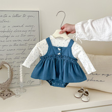 女宝宝春秋套装韩版洋气婴儿衣服牛仔包屁裙春装25新款婴童外出服