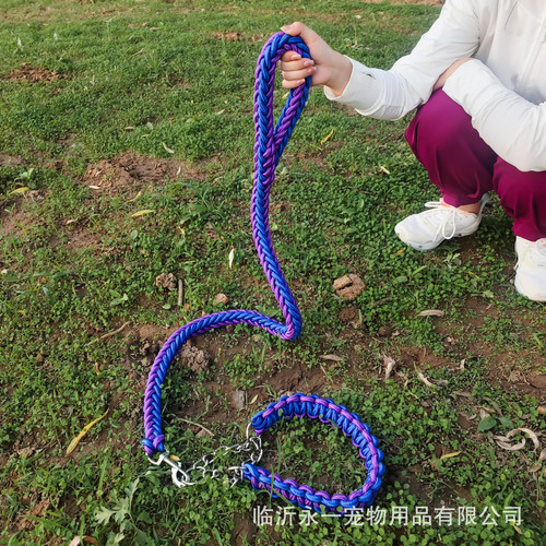 Cross-border wholesale nylon six-strand rope pet dog collar leash set P chain dog rope pet supplies