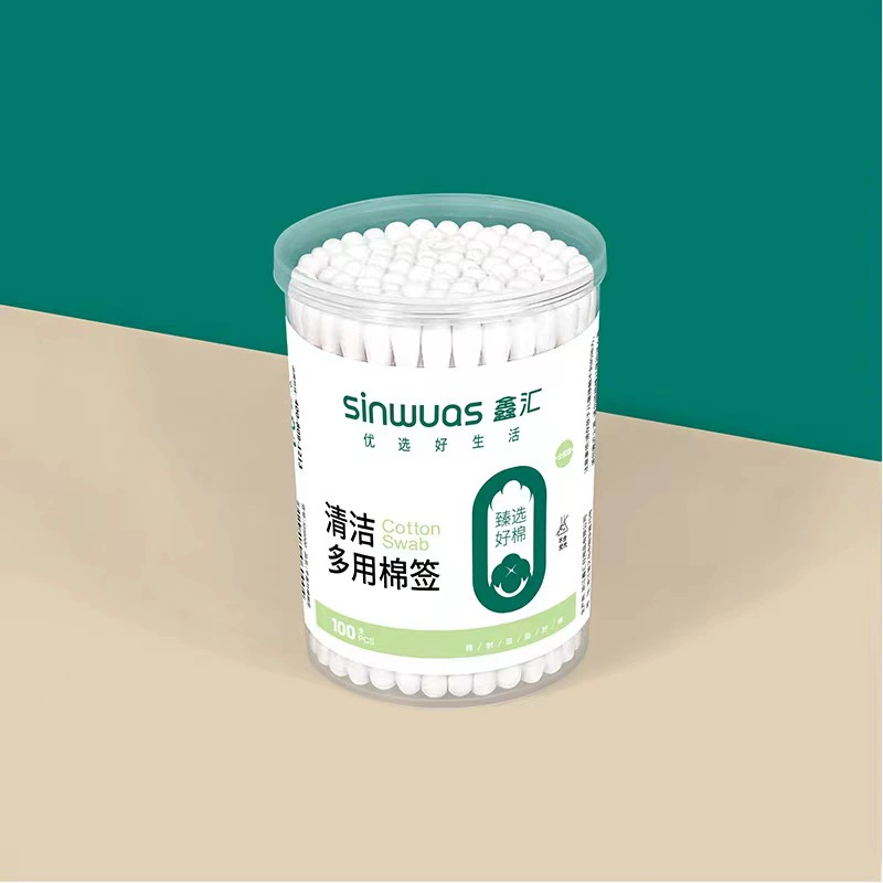 Disposable cotton swabs, multicoloured double-sided makeup remover, 100 pieces