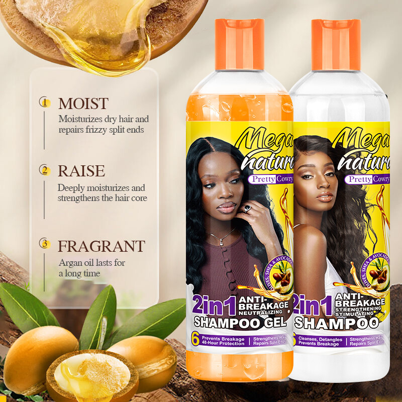 Transfronterizo exclusivo para el cabello anti-rotura de karité, set de cuidado del cabello suave, cuero cabelludo 2 en 1 champú al por mayor