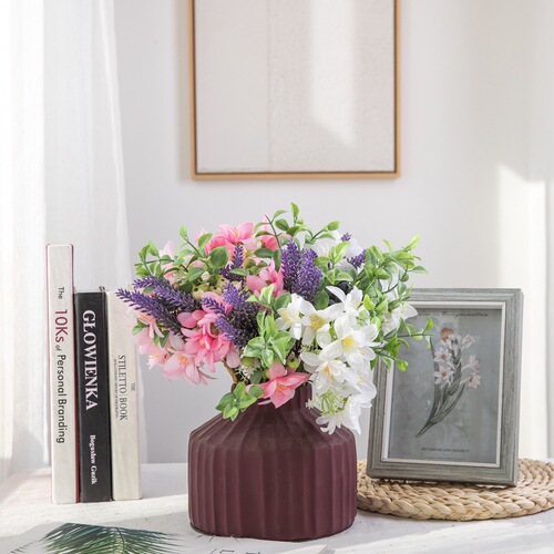 Wholesale Fake Flowers Simulated Chrysanthemum Grass Bunch Cross-border Manufacturer Green Plant Wedding Decorations DY1-3327