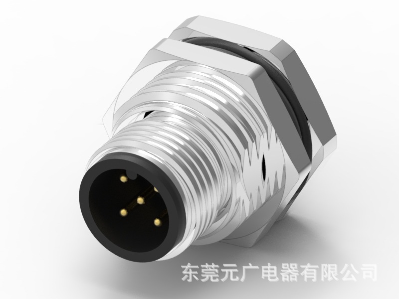 M12 A-CODE 4/5PIN 公头 前锁面板式PG9