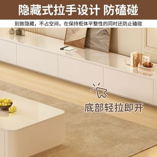 Cream Style Crystal Stone Coffee Table Tv Cabinet Living Room Home New Small Apartment Simple Floor-Standing Coffee Table Tv Cabinet Combination