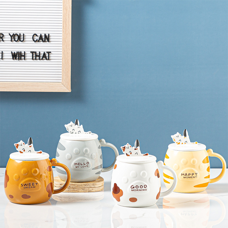 Taza de Navidad con Tapa y Cuchara, Taza de Cerámica para Café y Agua, Regalo Estudiantil Navideño