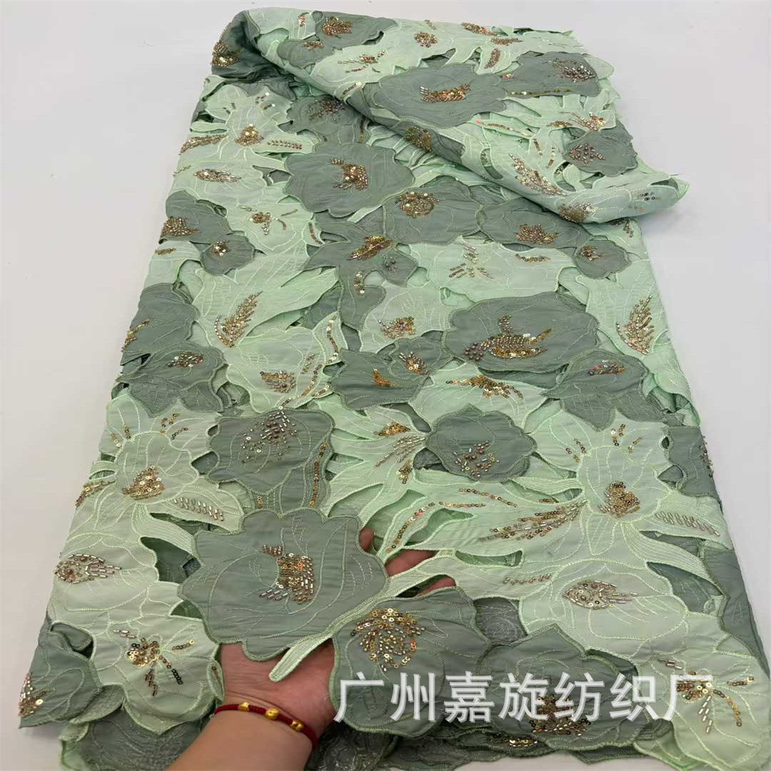 Nueva tela de encaje soluble en agua con bordado de terciopelo hueco de ancho completo para ropa africana, vestidos, vestidos de novia y accesorios para vestidos qipao.