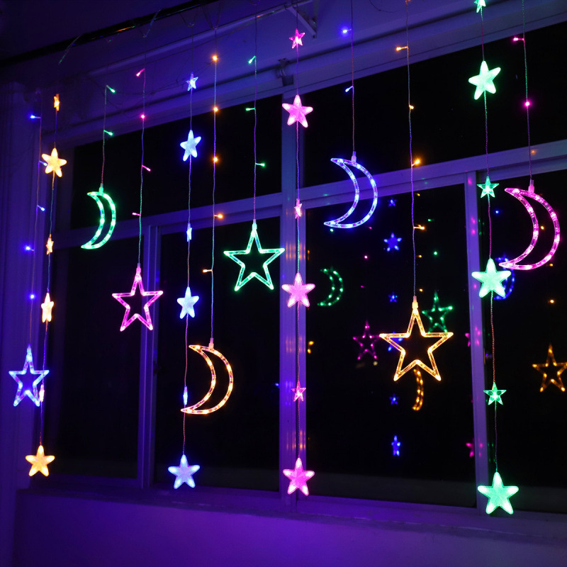 Lámpara de estrella LED, luz de color pequeña, luz intermitente, luz de cadena, gypsophila, dormitorio de celebridades de Internet, decoración de cortinas de habitación romántica