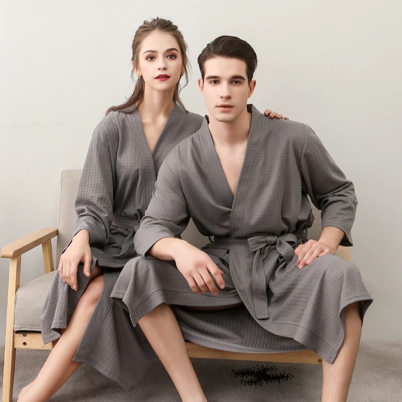 New Pure Cotton Bathrobe for Spring and Summer 2026, Men's Hydrophilic Fiber Water-Absorbent Quick-Dry Robe, Women's Couple's Sleepwear New Pure Cotton Bathrobe for Spring and Summer 2026, Men's Hydrophilic Fiber Water-Absorbent Quick-Dry Robe, Women's Couple's Sleepwear