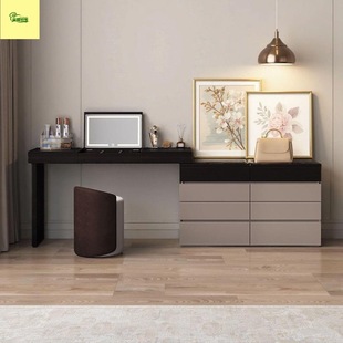 Italian Minimalist Bedroom Bedside Corner Dresser Cupboard Storage Cabinet Integrated Atmosphere Light Storage Flip-Top Dressing Table
