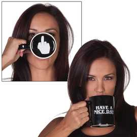 have a nice day mug 美好一天中指杯 咖啡杯早餐杯 简约牛奶杯子