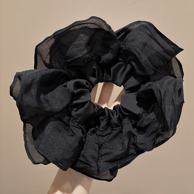 Lazo para el cabello de intestino grueso rayado coreano para mujer, sensación de alto nivel, cuerda para el cabello de cola de caballo, banda de goma para la cabeza para niñas, cuerda para la cabeza de gran tamaño, accesorios para el cabello de flores para la cabeza