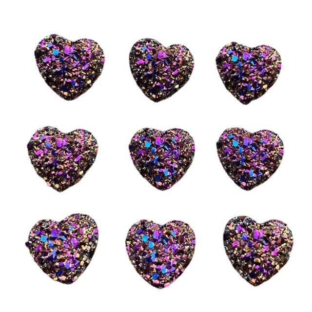 AB amor corazón mineral de cristal racimo melocotón corazón pendientes ropa DIY accesorios de decoración de resina ventas directas de la fábrica