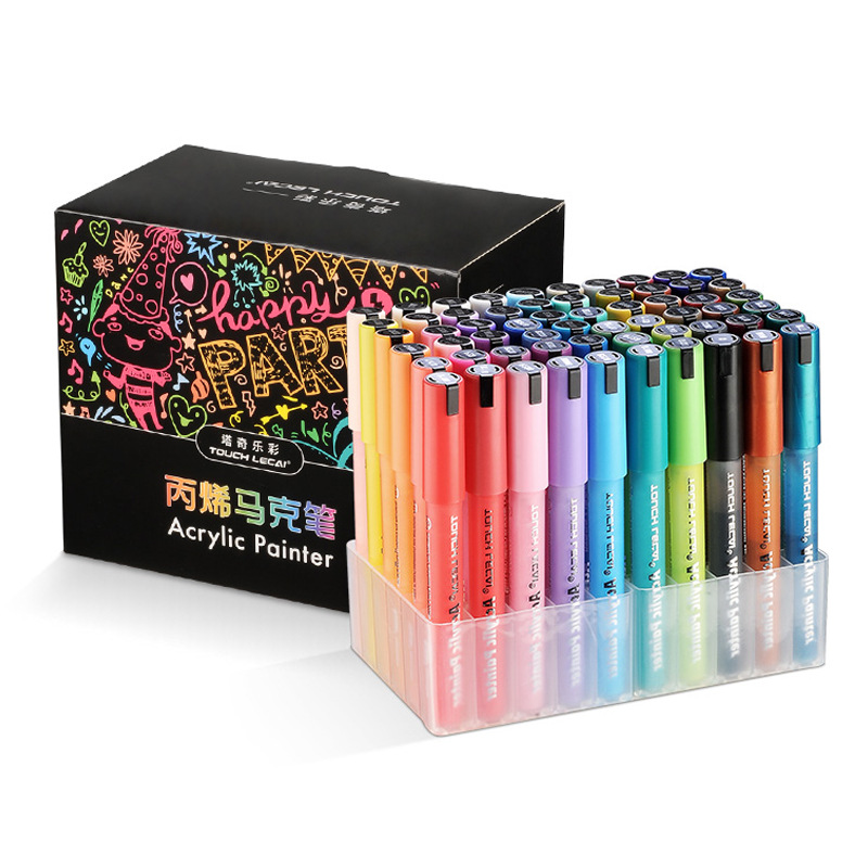 Lecai marcador de acrílico DIY teléfono móvil Shell impermeable color relleno zapatos de la pluma 60 color acrílico pigmento pluma graffiti pluma