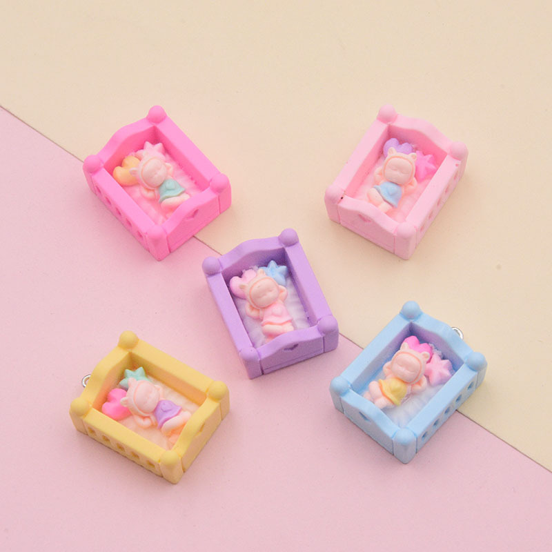 Resin Cradle Simulation Doll Cradle Bed Bag Keychain Pendant DIY Accessories