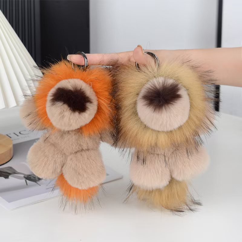 Imitation Rex Rabbit Fur Little Lion Car Keychain Pendant Lion Pendant Bag Pendant Gift Internet Celebrant Explosions