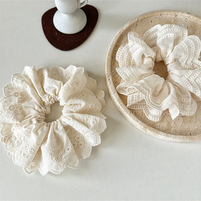 20g Weight Hair Tie Hair Accessories Type 1 Piece Quantity Holiday, Daily Occasion Solid Color Pattern Women's Gender Simple Style, Classic Style Style Super Fairy Internet Hot New Lace Large Intestine Ring Hair Ring Graceful And Fashionable Girl Top Cuft Boutique Hairware 无