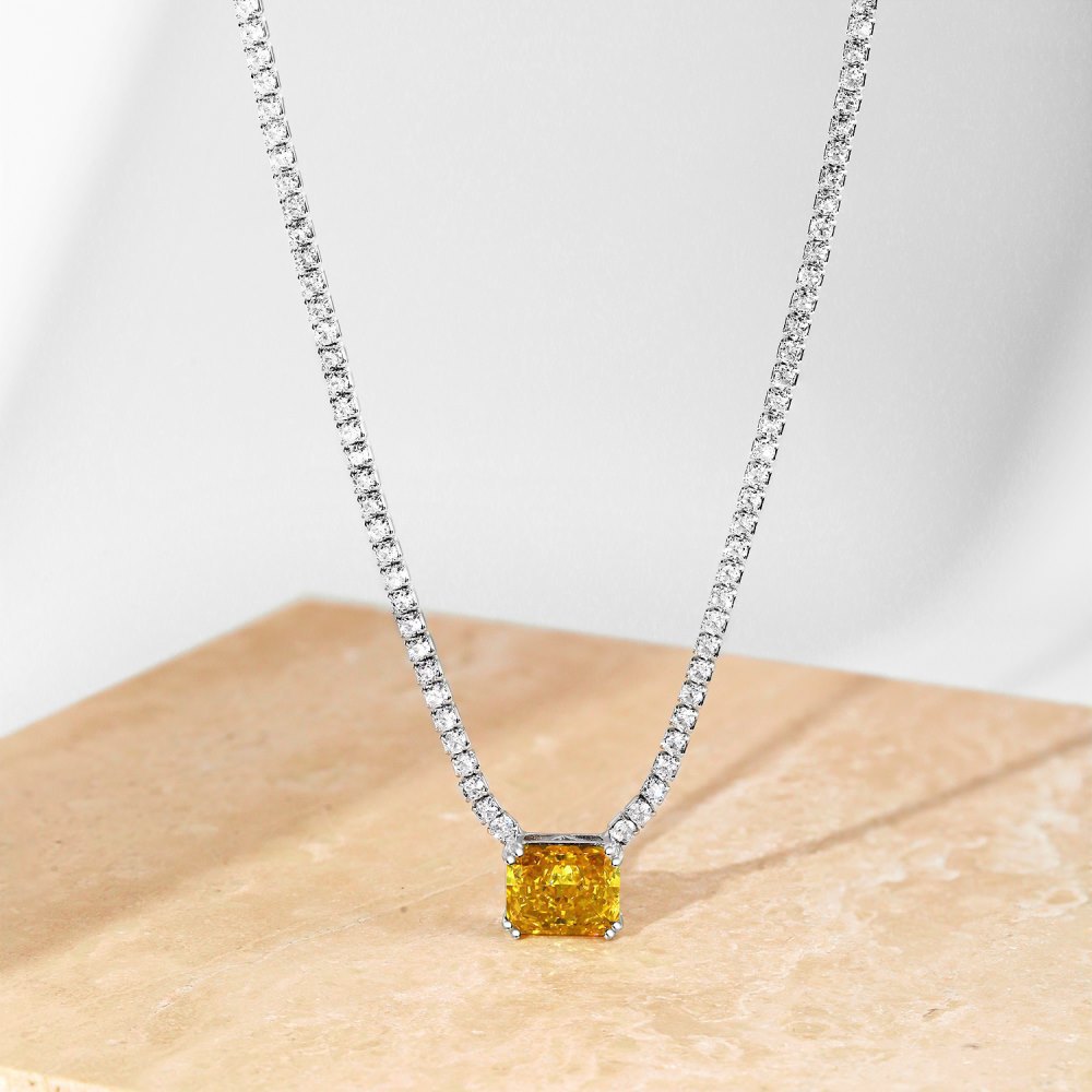 15g Weight Zircon, High Carbon Diamond Inlay Material Necklace Classification 925 sterling silver Chain Material 1 Piece Quantity Holiday, Tea Party Occasion 925 Sterling Silver Material Heart Shape, Rectangle Pattern Women's Gender Inlay Design Simple Style, Shiny Style 925 Sterling Silver Zircon High Carbon Diamond Inlay Heart Shape Rectangle Necklace 53