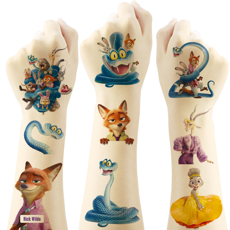 5X5Cm Zootopia 2 Tattoo Stickers 20 Sheets Cartoon Tattoo Stickers Water Transfer Disposable Tattoo Stickers