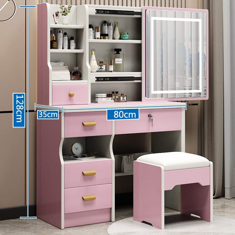 Mesa moderna minimalista, mesa de maquillaje de estilo de crema, dormitorio, mini tocador, alquiler de casa, gabinete de maquillaje en uno image 29