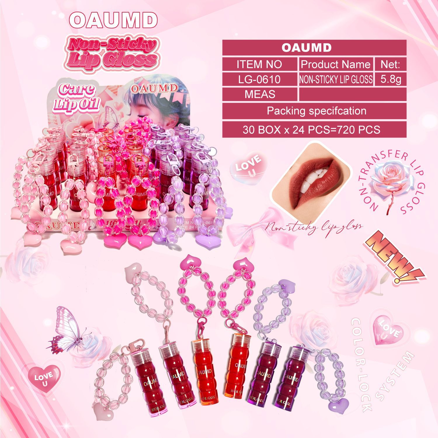 OAUMD comercio exterior transfronterizo nuevo esmalte labial hidratante perdurable colgante de dibujos animados manzana fruta lipstick cambio