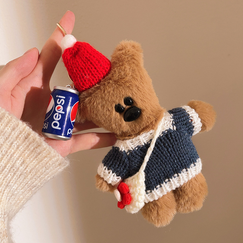 Peludo Bean Bear Keychain Colgante pareja de muñecas de amigos bolsos de teléfono móvil colgante colgante muñecas