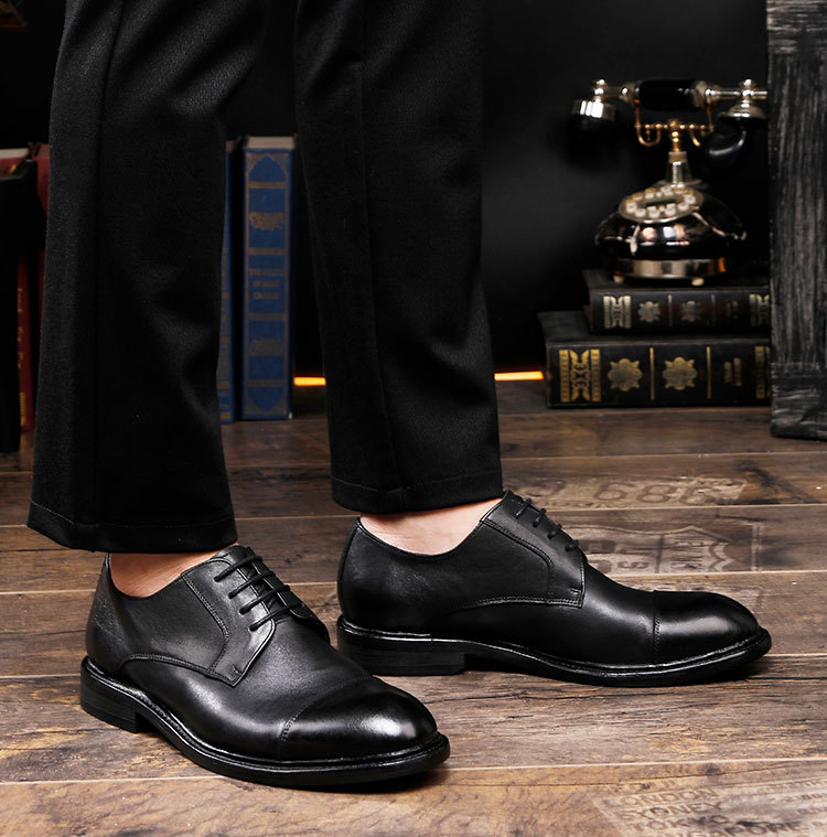 Leather outsole washed retro formal spring and autumn men low top lace-up classic shoes pointy Derby leather Shoes men shoe fashion_voghion.com