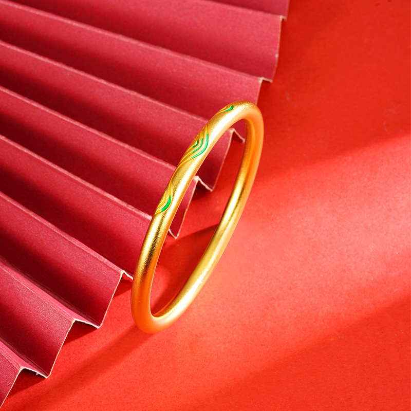 Pulsera antigua línea patrón Dunhuang tallado Vietnam arena oro pulsera aleación de cobre todo fósforo estilo antiguo accesorios estilo chino