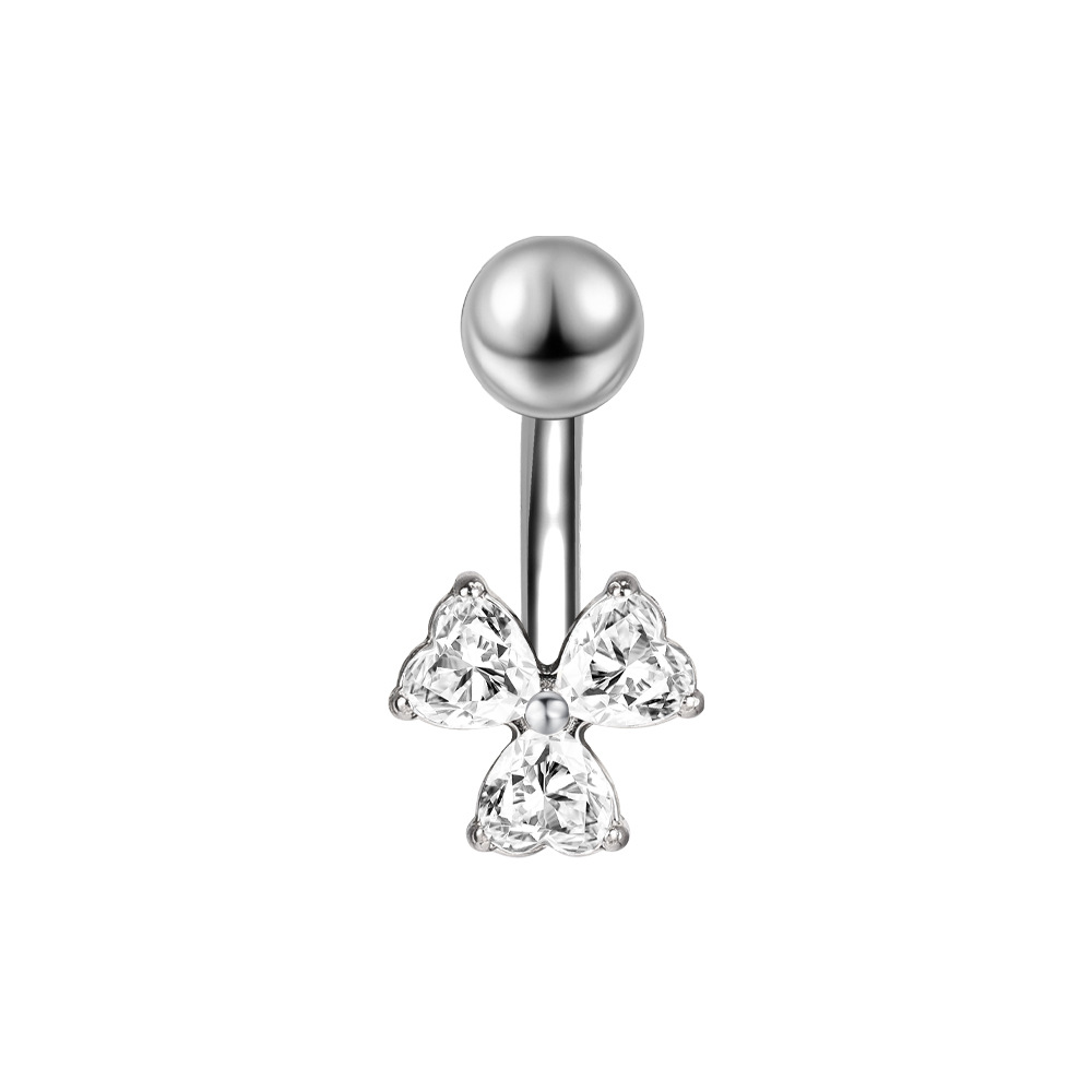 Zesen Stainless Steel 5A Zircon Titanium Steel Diamond Umbilical Ring Body Piercing Jewelry detail image 9