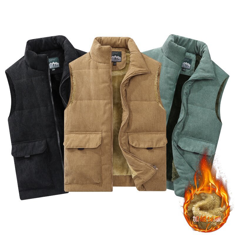 Cross-border manufacturers wholesale autumn and winter corduroy waistcoat waistcoat men's and women's work waistcoat wear warm waistcoat photography fishing