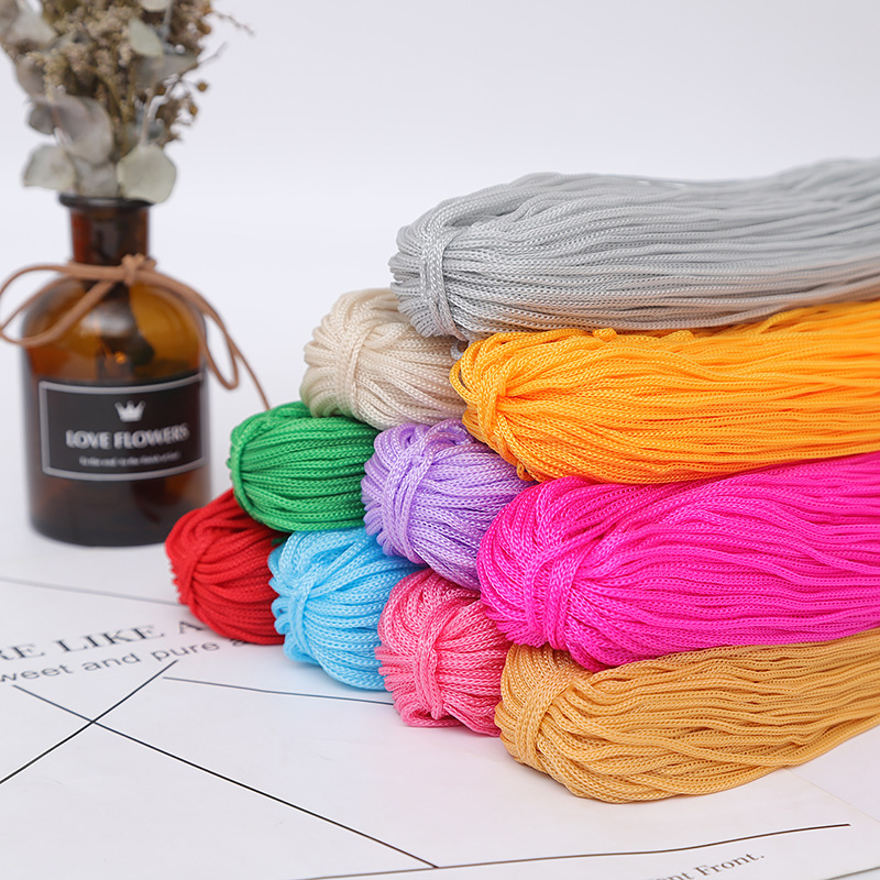 2毫米轻体细冰丝线编织材料勾帽子纱带线升级冰丝空心纱diy毛线团|ru