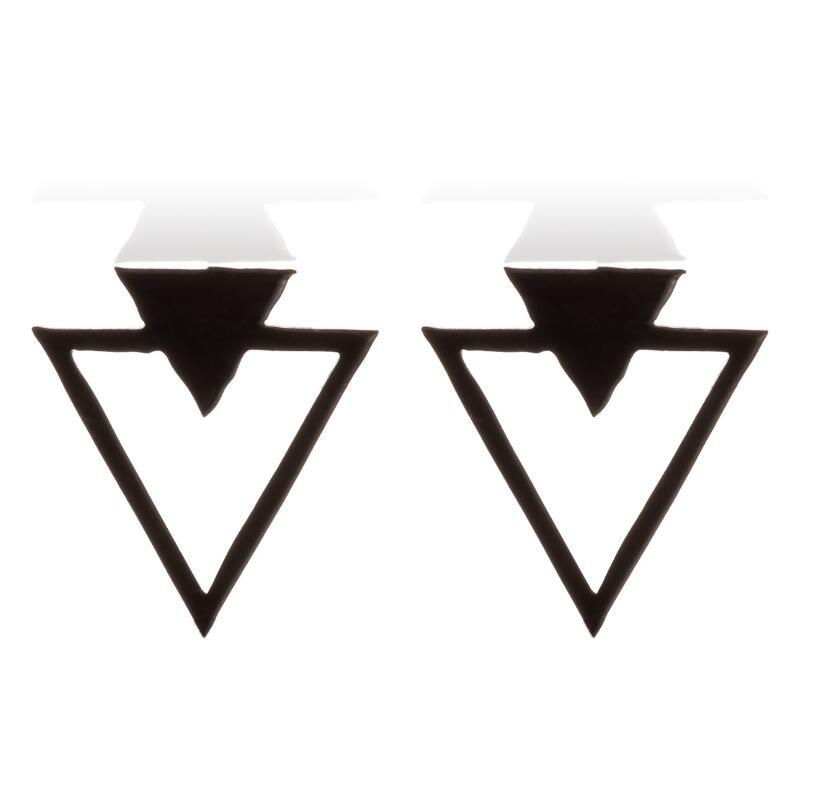 Simple Style Triangle Stainless Steel Plating Hollow Out Ear Studs 1 Pair display picture 2