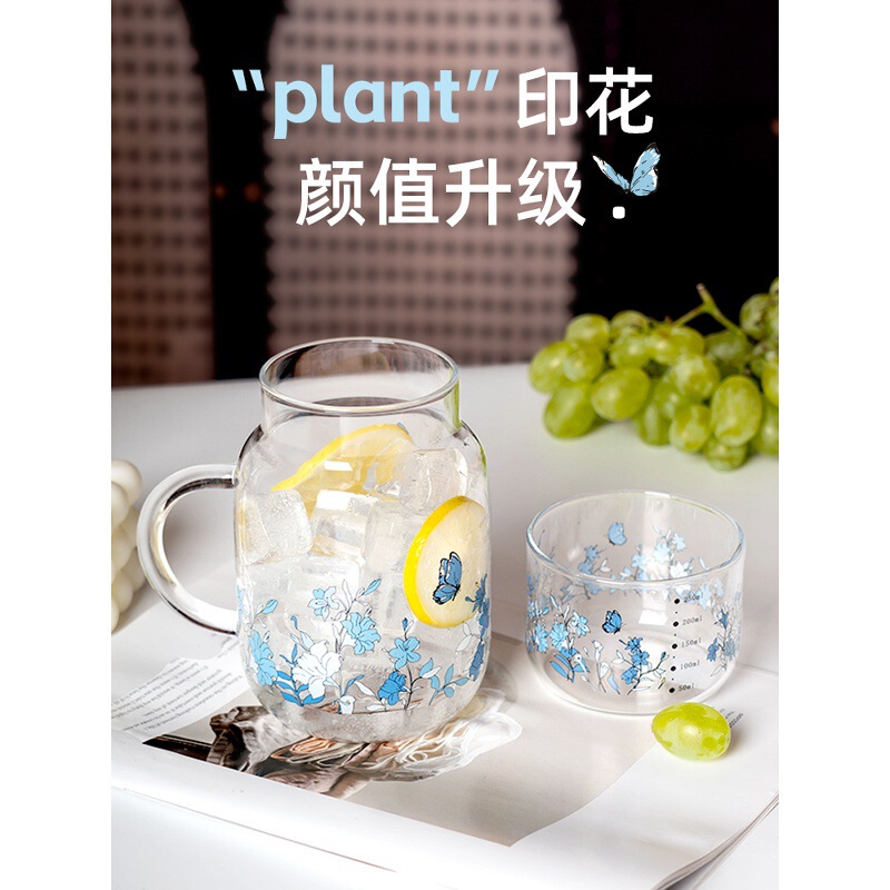 800ml耐热带把手吸管杯玻璃杯煮茶泡茶壶牛奶杯豆浆耐高温玻璃杯|undefined