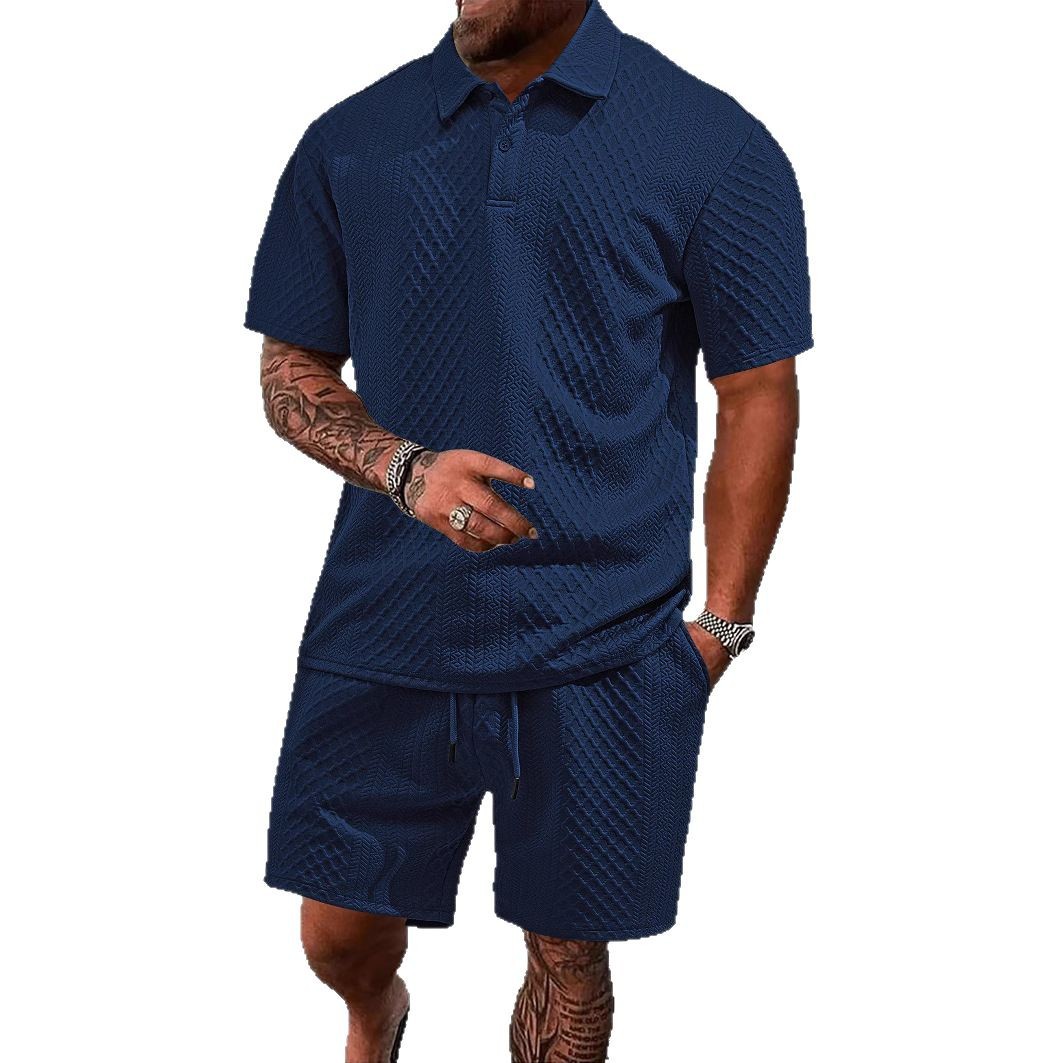 Lässiges Herren-Sport-Polohemd mit Reverskragen, kurzärmelig, Jacquard-Muster, Sommerneu_voghion.com