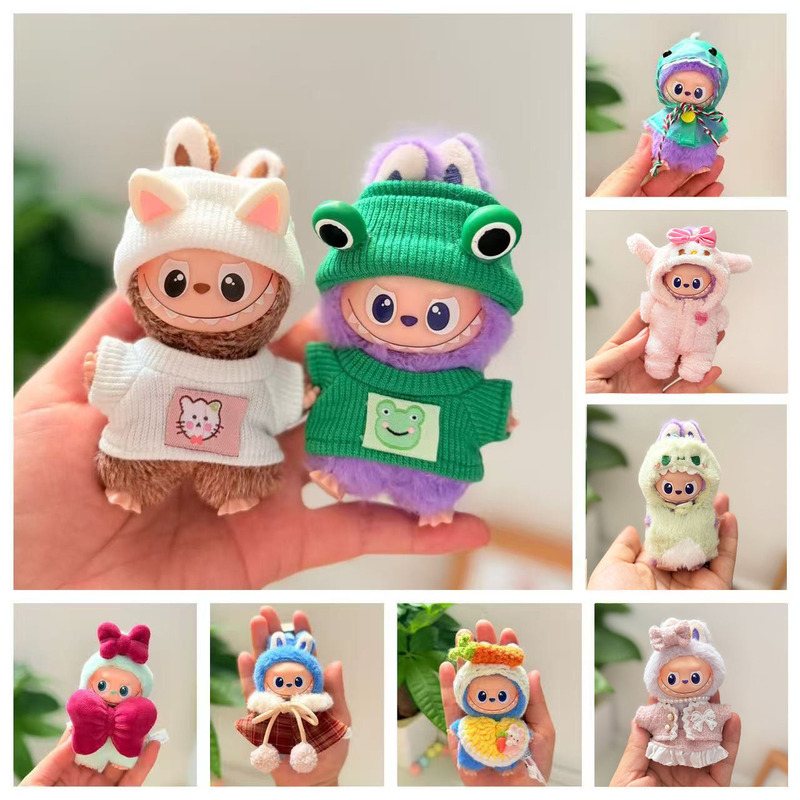 迷你版4.0LABUBU搪胶脸毛绒盲盒玩偶衣服圣诞套装小鼻嘎心底密码|undefined