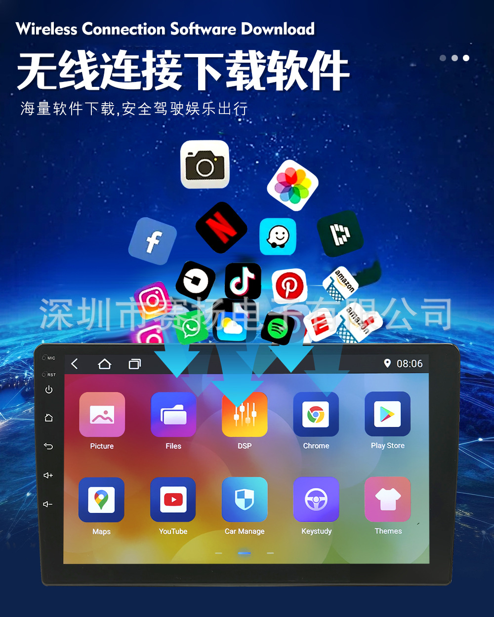7inch / 9inch / 10inch Car Central Control Display Wireless Bluetooth 4K High-Definition Screen Android Gps Navigation Integrated