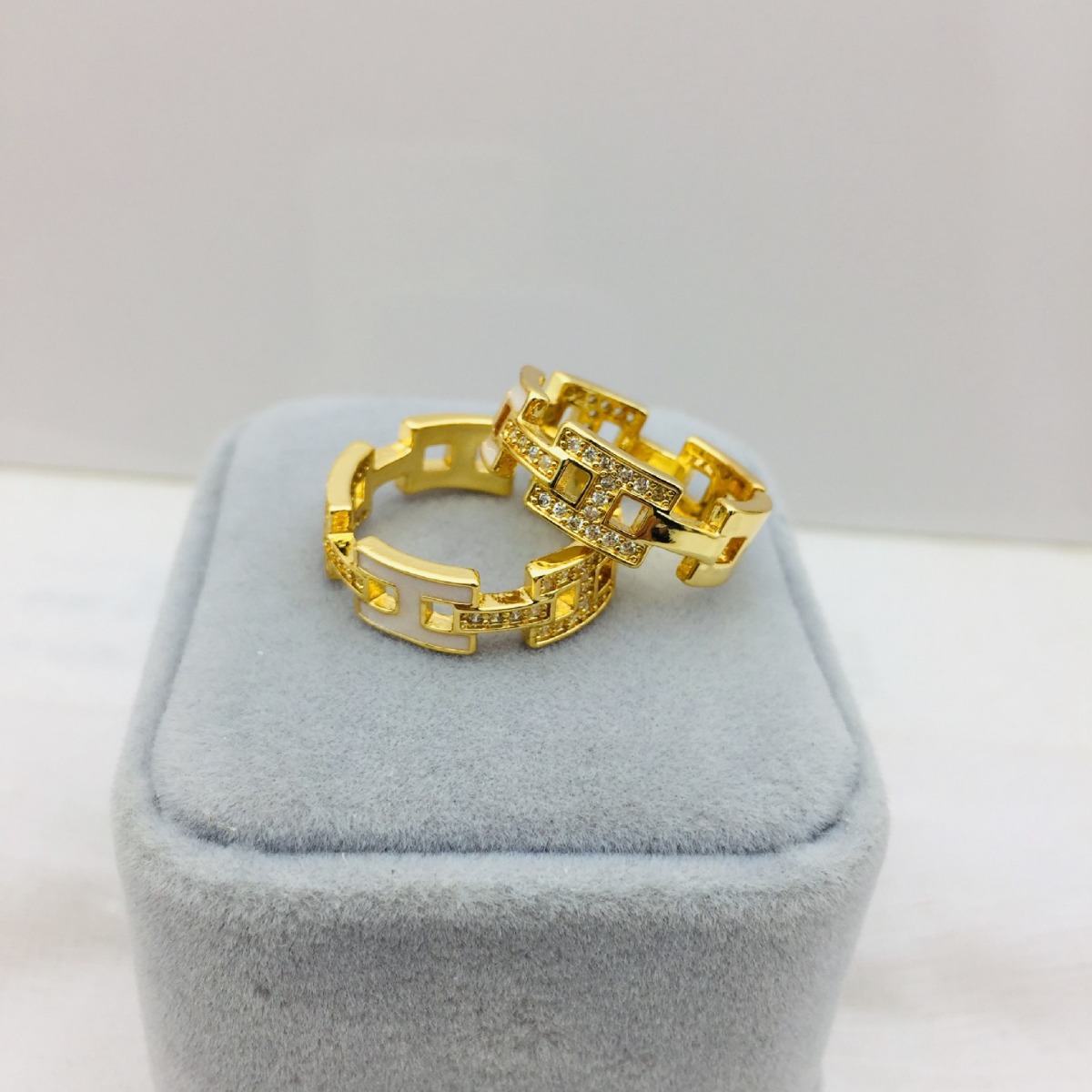 Fashionable geometric one size small design ring with zircon with…