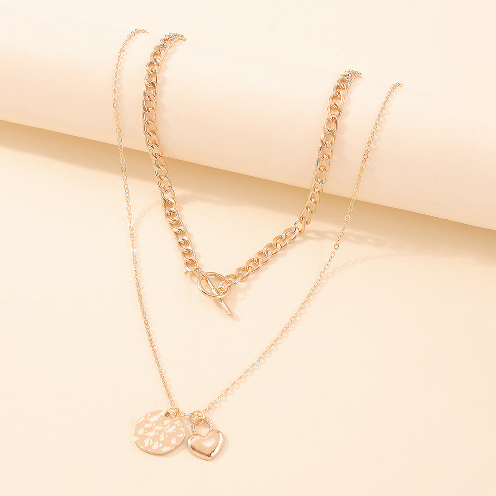 New Fashion Love Heart Round Multi-layer Alloy Simple Retro Necklace display picture 7