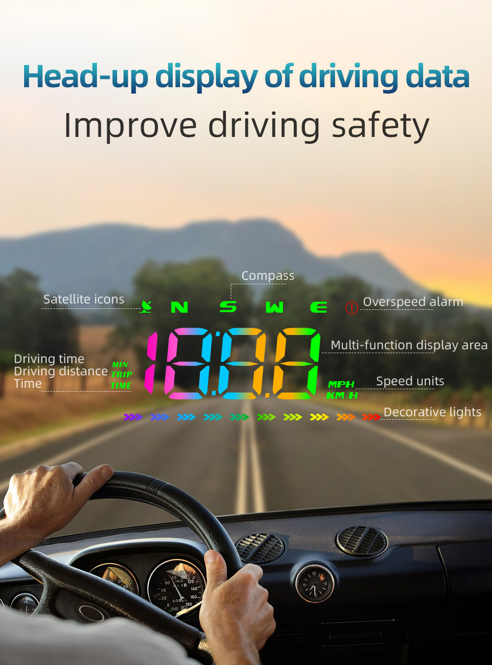 Car HUD Head-Up Display Beidou GPS Multifunctional Reflective Display Device M23 Car Head-Up Display