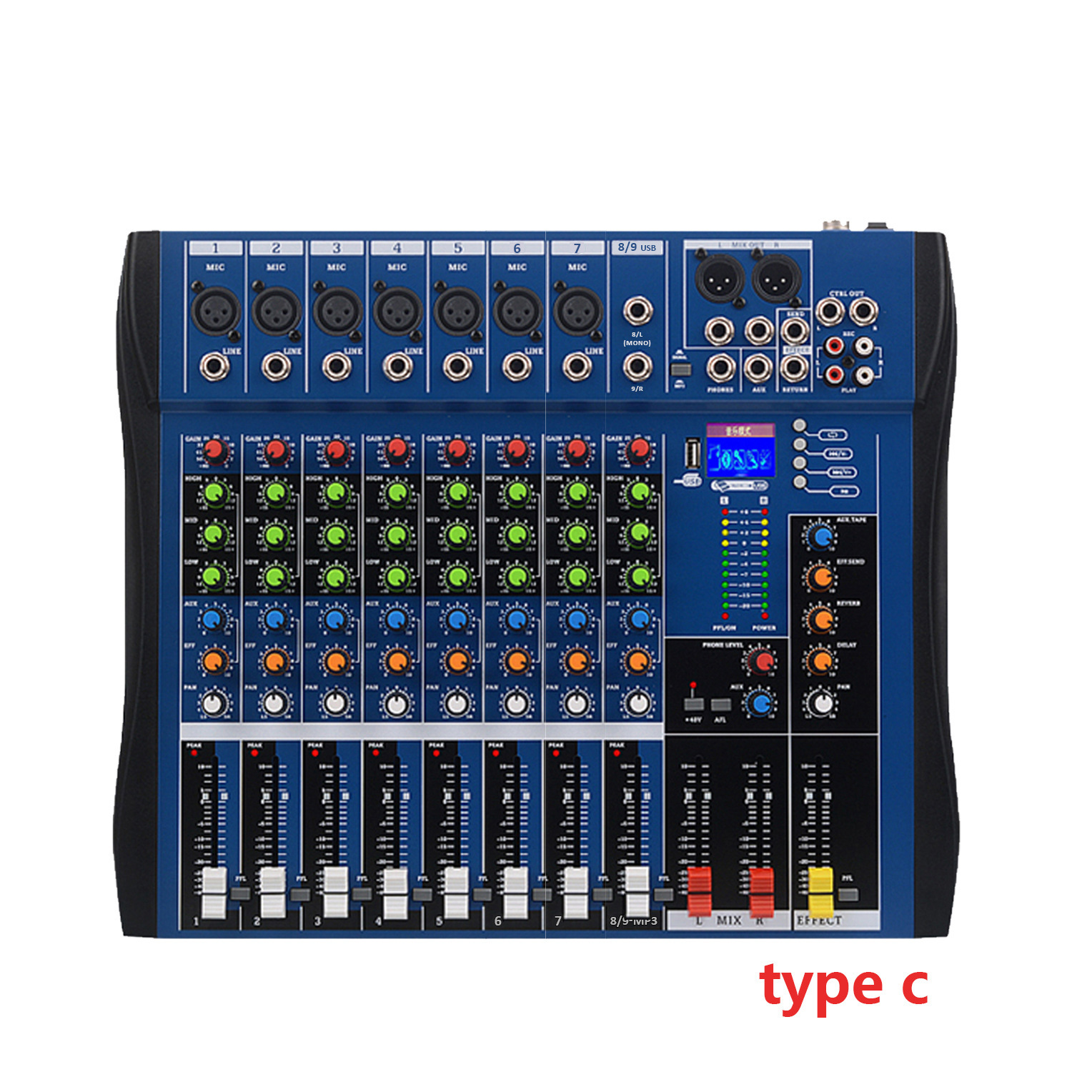 8 채널 믹서 48V 판타지 전원 공급 업체 직접 공급 전문 단계 USB 블루투스 잔향 믹서