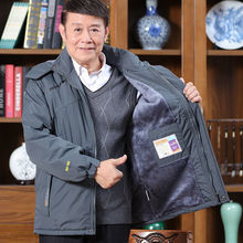 爸爸冬装男士棉衣冬装外套加绒加厚冲锋衣中老年人爷爷男装棉袄