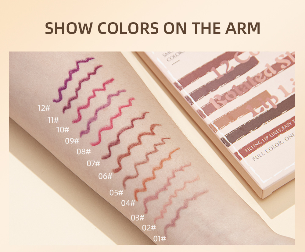 QIBEST Cross-border Matte Lip Liner Pen 12-color Mixed Lip Liner Pen Nude Set Waterproof Decorative Lipstick Pen undefined