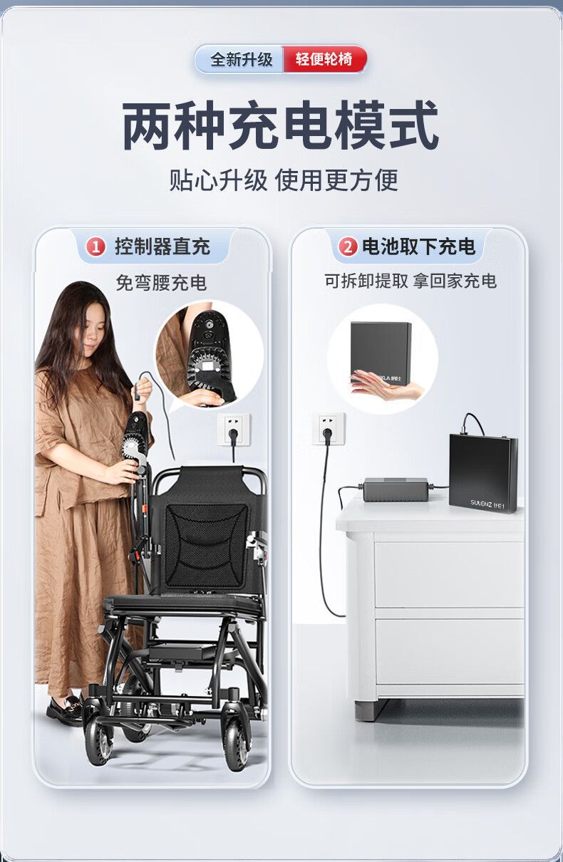 SIIKLA 9.8kg Ultralight Electric Wheelchair for Elderly Foldable Lightweight