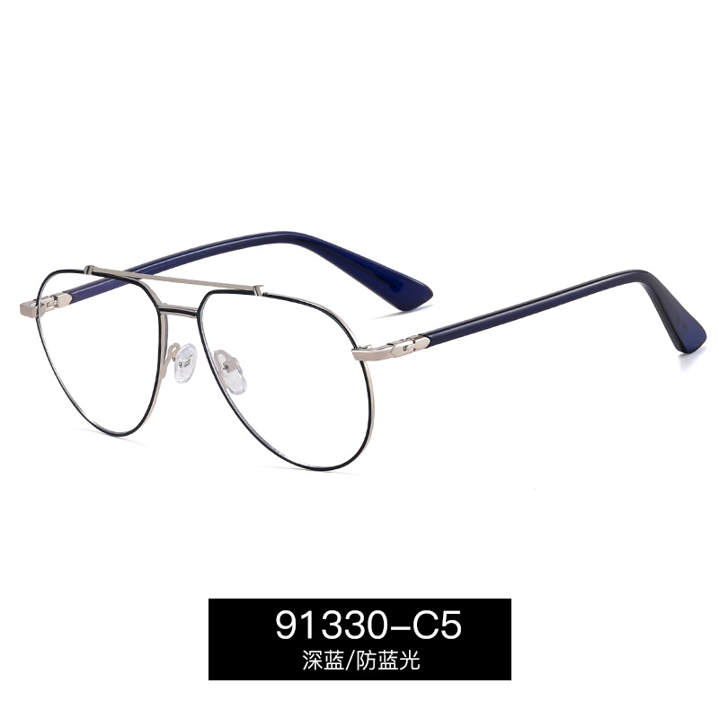 91330 personalidad de gafas delgadas y ligeras, gafas de metal, gafas anti-luz azul para hombres con tendencia de gafas de miopía