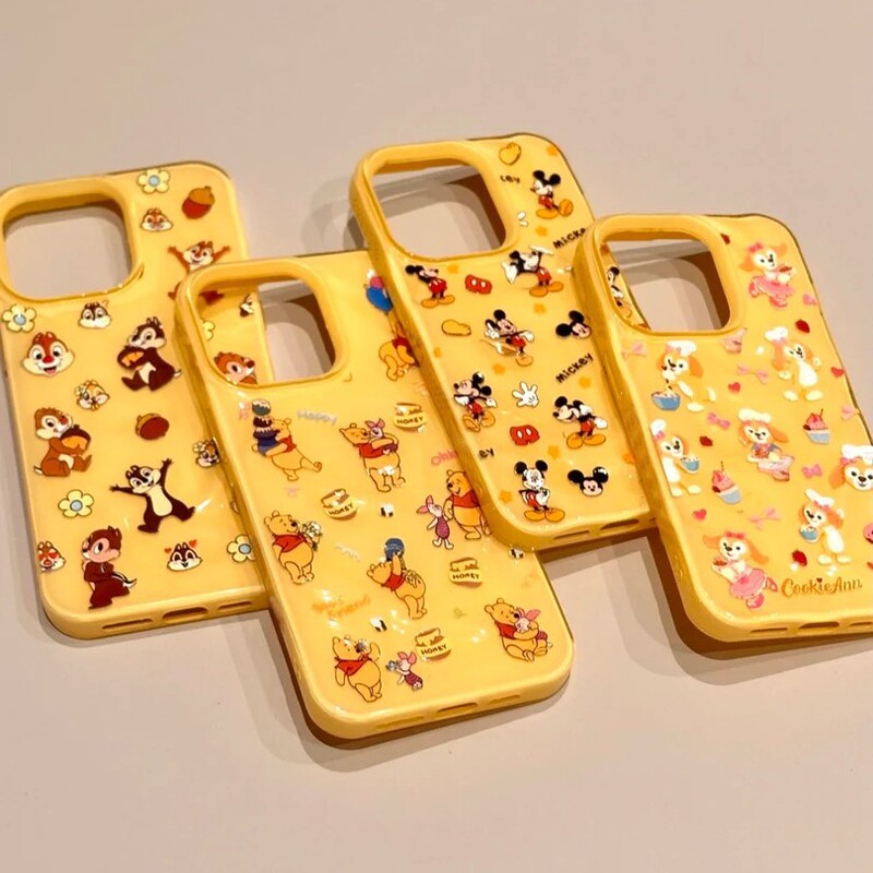 Cartoon Wrinkled Winnie the Pooh Mickey Suitable for iPhone Apple 16/17Pro Phone Case 15 Meteorite 13 Soft 14
