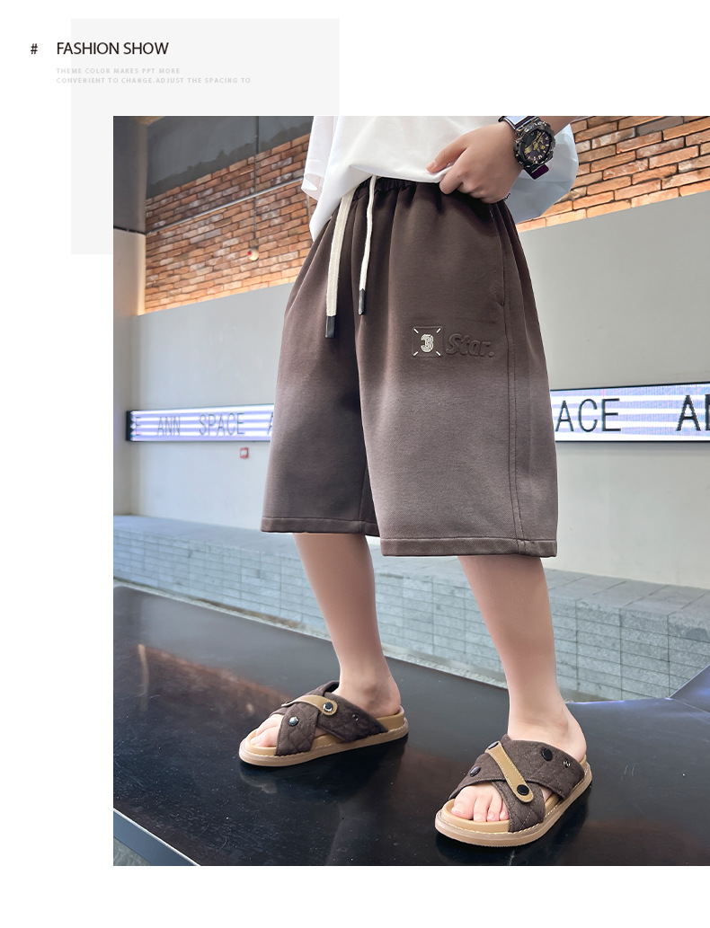 Boys Casual Shorts Gradient Pattern Summer Lightweight Pants_voghion.com