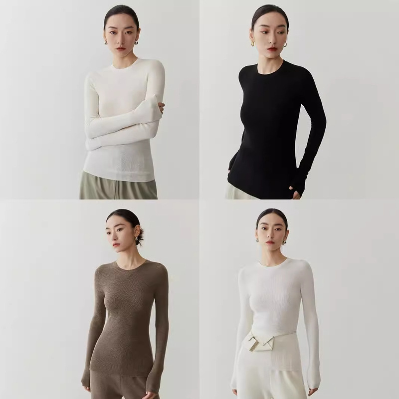 Women's Clothing Factory New Pressure-Free 120/140 Machine Washable All-Wool Seamless One-Piece Knitted Bottoming Shirt for Women