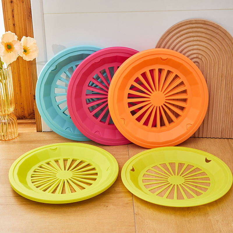 pp plastic plate round picnic plate hollow party dessert plate PP round plastic fruit plate