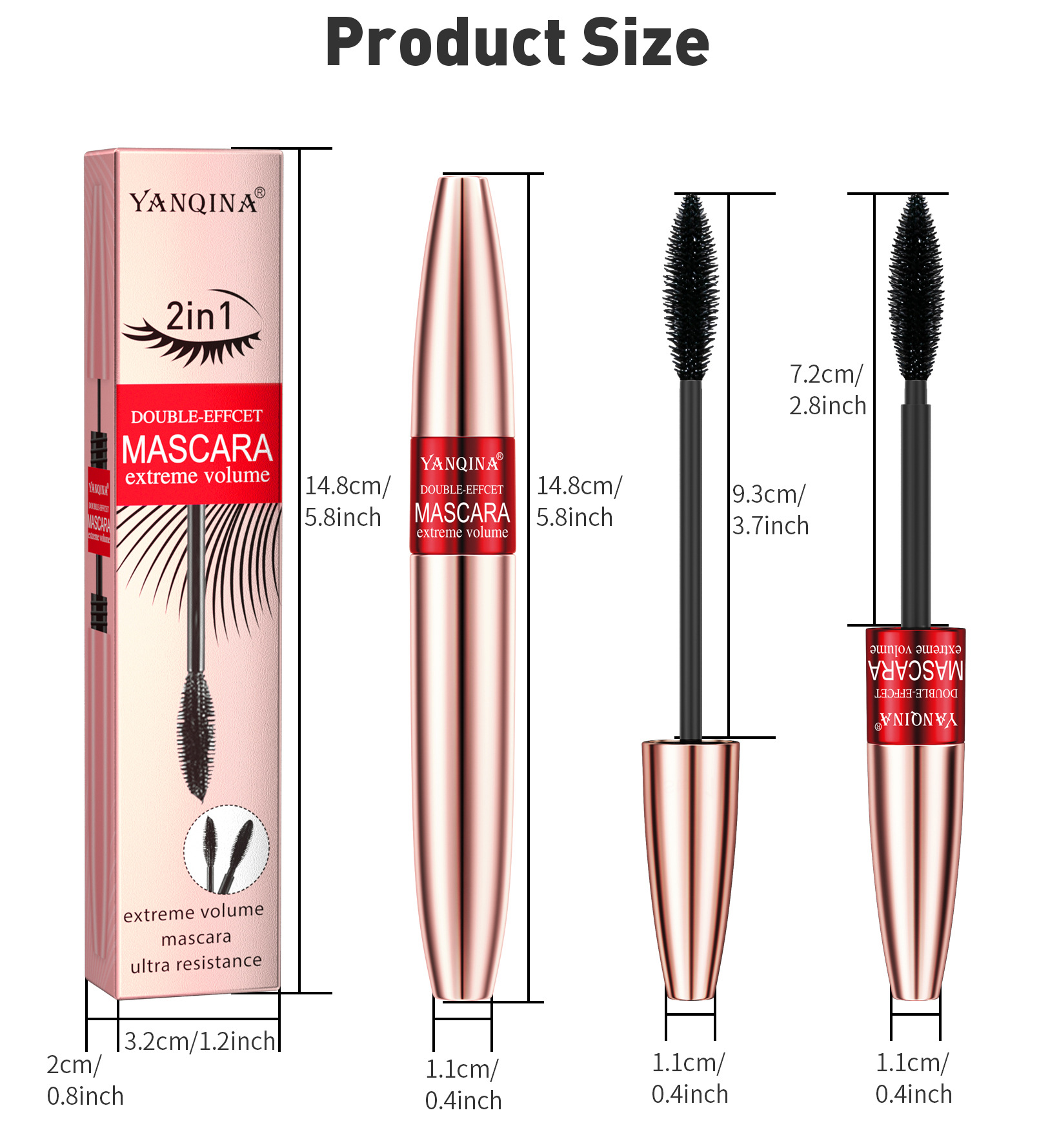 YANQINA Yanqina Dual-Effect Two-in-One Long Mascara is waterproof, naturally thick, curling and does not smudge makeup undefined