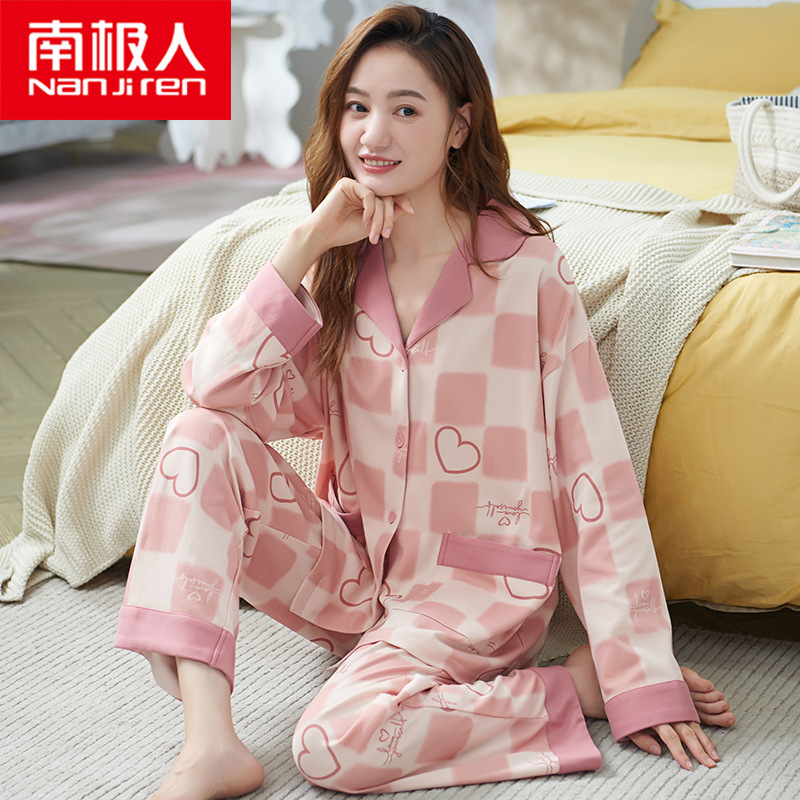 Pijamas de algodón las mujeres primavera y otoño 2022 nueva manga larga delgada más tamaño homewear